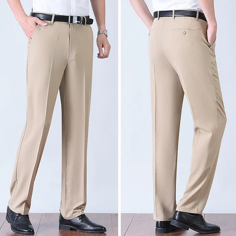 🔥 Hot Sale ❄️Pantalon de costume en soie glacée à séchage rapide pour homme💨 - Image 5