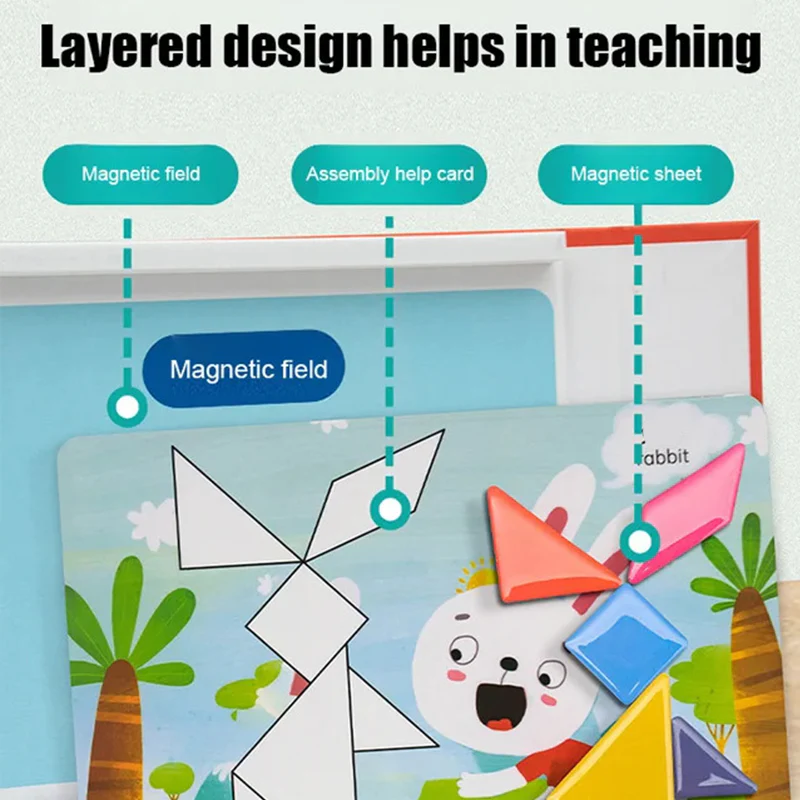 🌟Améliorer les capacités de réflexion des enfants - Ensemble de puzzles magnétiques Tangram pour enfants - 🎁Le meilleur cadeau - Image 4