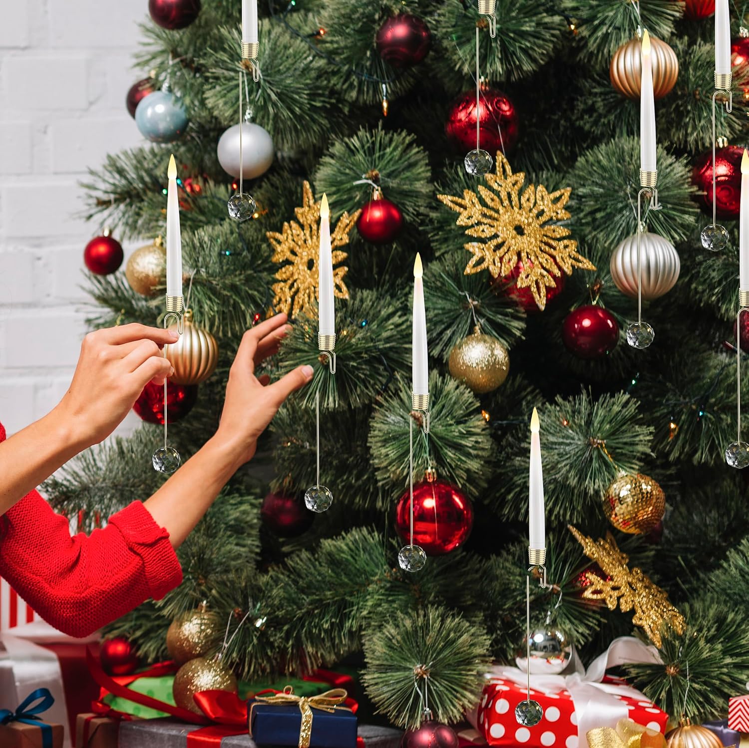 🎁Promotion de Noël anticipée - 49 % de réduction🎄Bougies LED pour sapin de Noël avec crochet en boule de cristal transparent - Image 3