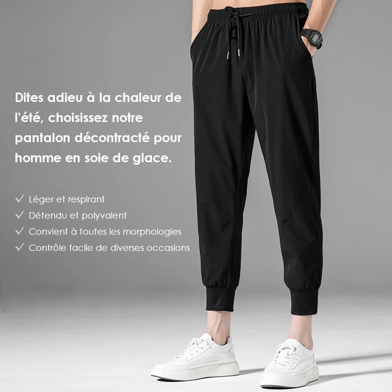 Pantalon d'homme décontracté en soie de glace (essentiels pour l'été) - Image 4