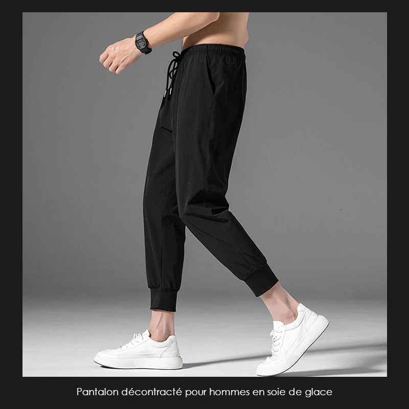 Pantalon d'homme décontracté en soie de glace (essentiels pour l'été) - Image 7