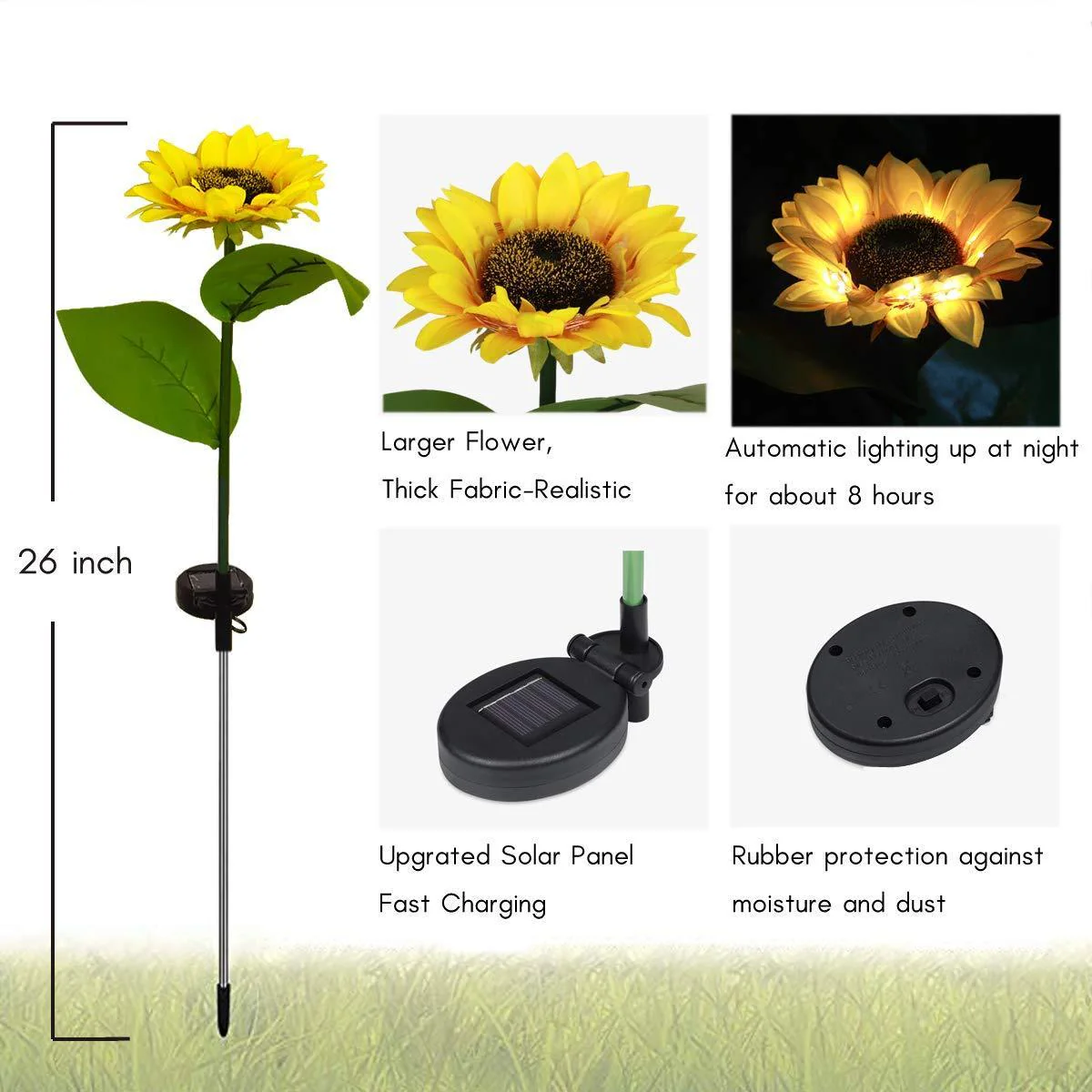 đ»Lampes solaires de jardin Ă©tanches en forme de tournesolâïž - Image 7